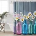 thumbnail image 2 of 72x78 Inch Shower Curtain Daisy Flower Bathroom Decor Waterproof Fabric Bathtub Bath Curtains Decorative Blue Pink Bottle Floral Farmhouse Wooden Extra Long Shower Curtain Set with Hooks, 2 of 6