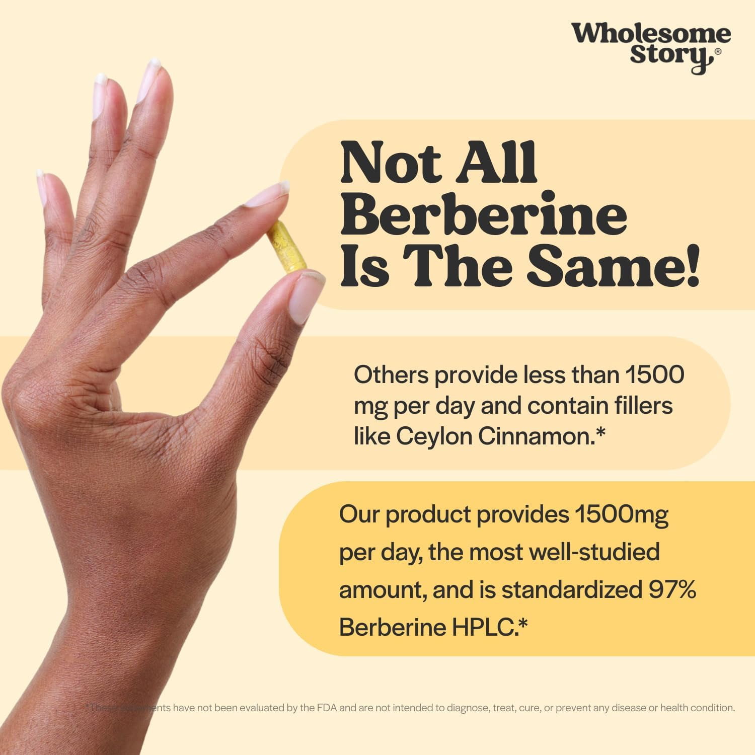Wholesome Story 1500mg Berberine Supplement for Hormonal Balance & Metabolic Health, 90 Capsules