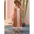 thumbnail image 2 of Women Bohemian Floral Dress Summer Casual Color Block Maxi Beach Overall Dress Coverups Dark Brown S, 2 of 8