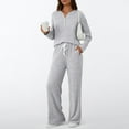 thumbnail image 3 of 2 Piece Sets for Women, Hugcore Womens Pajamas 2 Piece Sets Outfits 2025 Matching Suits Long Sleeve Sweater Long Pants Pockets Travel Sets for Women 2 Piece, Grey, M, 3 of 5
