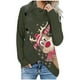 thumbnail image 1 of Blusa de manga larga con cuello alto y botones con estampado navideño para mujer Fridja  FKASFK186, 1 of 3