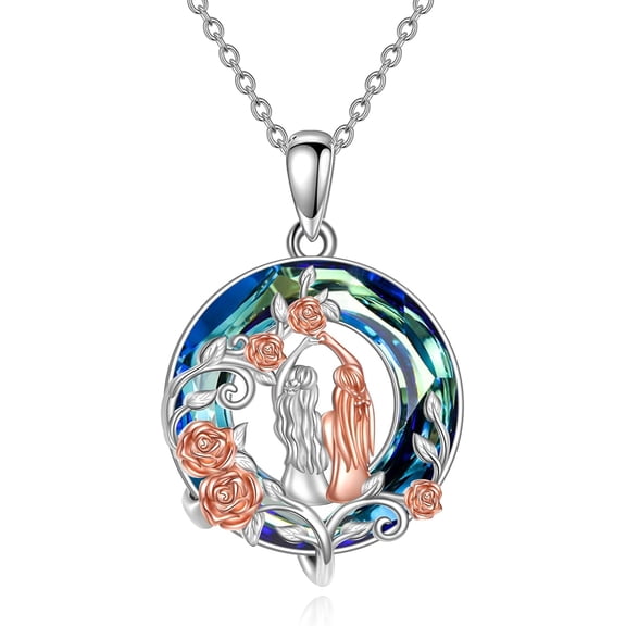 Sister Gifts from 2 Sister 925 Sterling Silver Rose 2 Sisters Necklace Crystal Jewelry Birthday Gifts for Women Daughter BFF