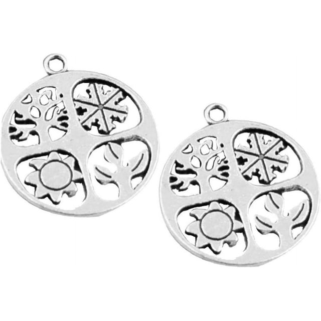Jinsinto 50pcs Silver Pendant for Jewelry Making 4 Seasons Spring Summer Autumn Winter Theme Pendants Hand Accessory
