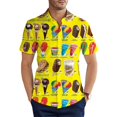 thumbnail image 5 of Camisa hawaiana informal con estampado 3D de helado para hombre, camisa de manga corta, divertida, de verano, transpirable, 5 of 5