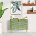 thumbnail image 2 of PixonSign Sideboard Buffet Cabinet, Kitchen Storage Cabinet with 2 Doors, Dark Green Geometric Hexagon Patterns, Cupboard Console Table for Dining Room - 35" L x 18" W x 29" H, 2 of 5