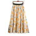 thumbnail image 1 of Vedolay Mini Skirt Women's High Waist Flared Skirt Pleated Midi Skirt with Pocket,Yellow M, 1 of 3