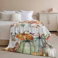 thumbnail image 3 of Flannel Fleece Throw Blanket Thanksgiving Pumpkin Autumn Watercolor Leaves Lightweight Soft Plush Blankets,Orange Fall Leaves Cozy Warm Throw Blanket for Couch Sofa Bed Car Office 40x60in, 3 of 9