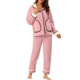 thumbnail image 2 of INSPIRE CHIC Women's Pajamas 2 Piece Set Button Top and Pants Flannel Winter Sleepwear M Pink, 2 of 6