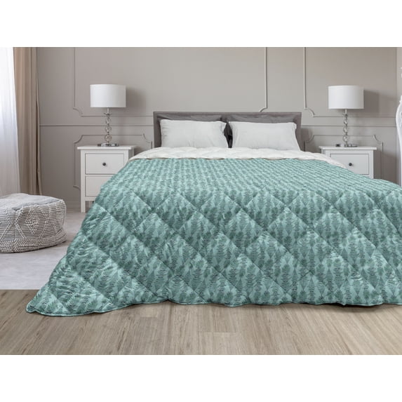 Valentine's Day Down Alternative Comforter, Pattern of Ornamental Heart Shapes Scattered Randomly on a Plain Background, Microfiber Quilt for All Season, 5 Sizes, Multicolor, by Ambesonne