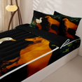 thumbnail image 3 of Homewish Pet Dog Duck Zipper Full Size Comforter Sets with Fitted Sheet and 2 Pillowcases,Cartoon Animal Zipper Bedding Set,Black Orange,Black Reversible,4pcs, 3 of 8