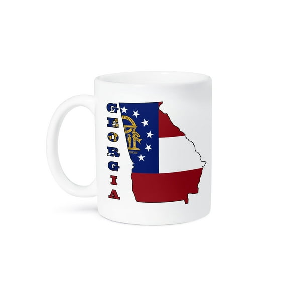 3dRose, Georgia state flag in the outline map and letters of Georgia, 11oz Mug