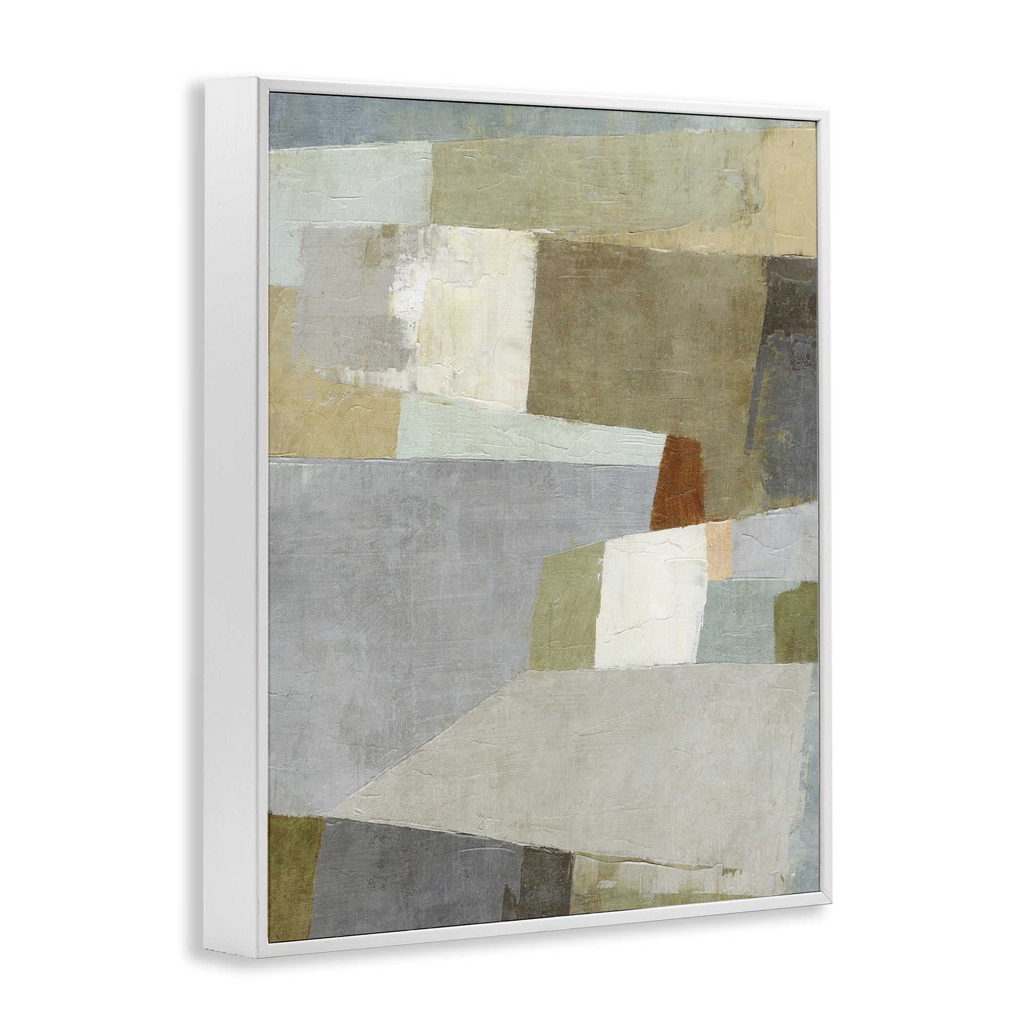 Stupell Industries Causeway Neutral Geometrics White Framed Giclee Art, design by Suzanne Nicoll