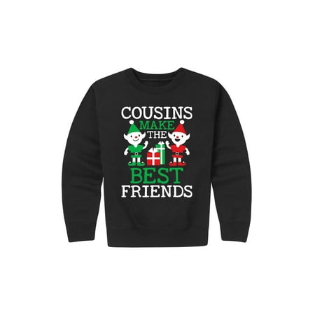 Cousins Best Friends Elves - Youth Crew Fleece (Miss U Message For Best Friend)