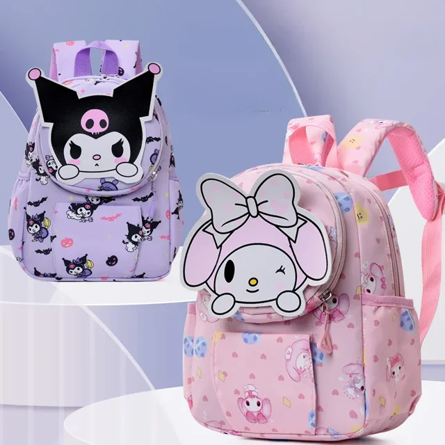 Sanrio-mochila de dibujos animados Cinnamoroll Hello Kitty Kuromi Melody Pochacco, mochila escolar de gran capacidad para estudiantes, regalos de cumpleaños para niños
