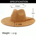 thumbnail image 4 of Wide Brim Suede Fedora Hats Unisex Classic Panama Hat Solid Retro Fedora, 4 of 7