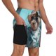 thumbnail image 2 of Balery Stylish Dog in Denim Outfit Bañador para hombre, shorts de playa de secado rápido con entrepierna y forro de compresión-3X-Large, 2 of 6