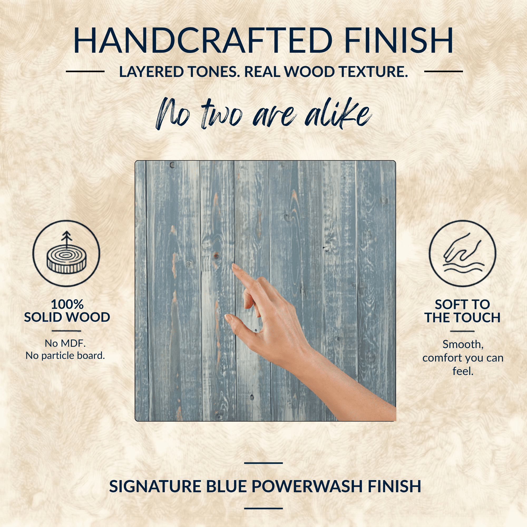 Barn Walls Solid Wood Headboard, King Size - Blue Powderwash