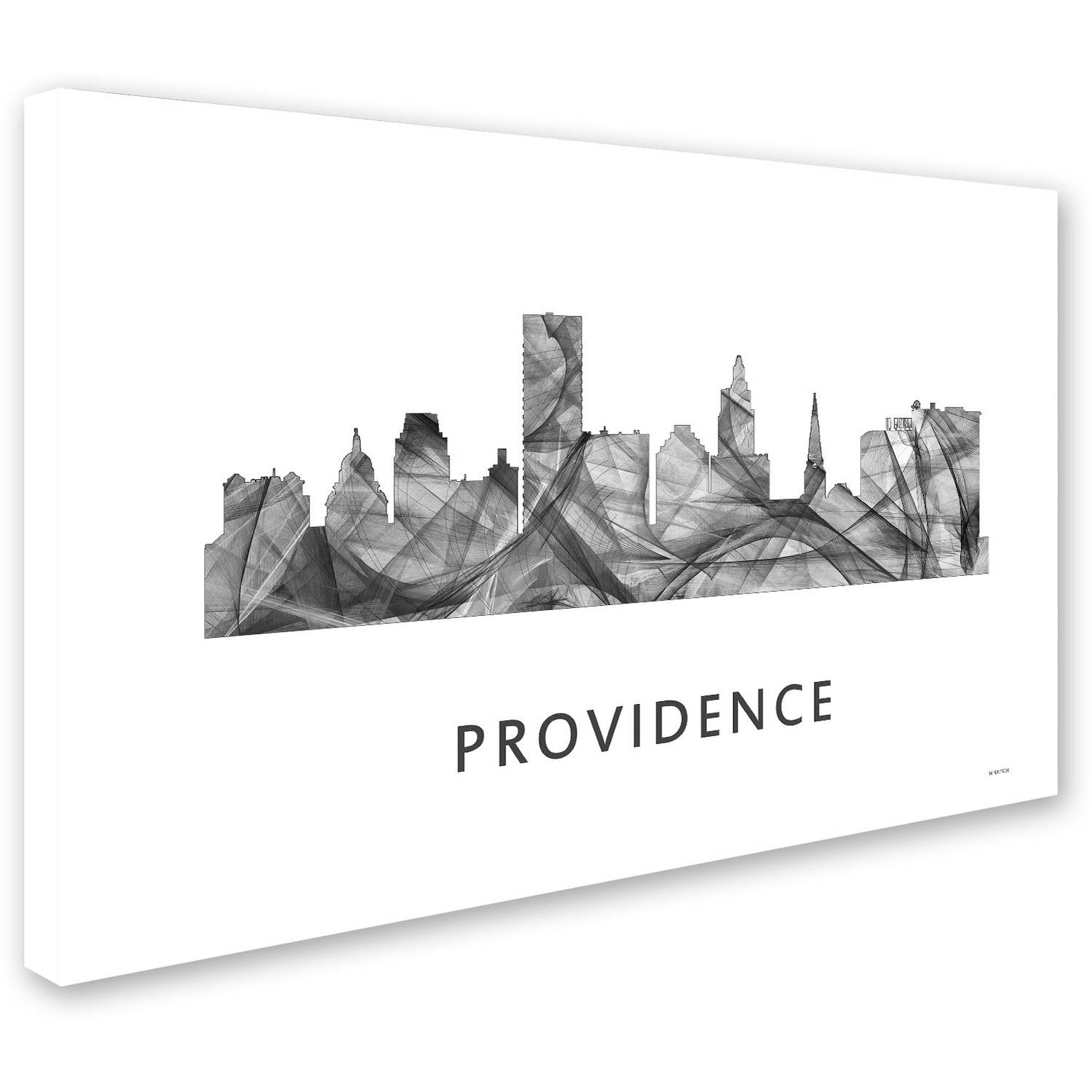 Trademark Fine Art 'Providence Rhode Island Skyline WB-BW' Canvas Art by Marlene Watson