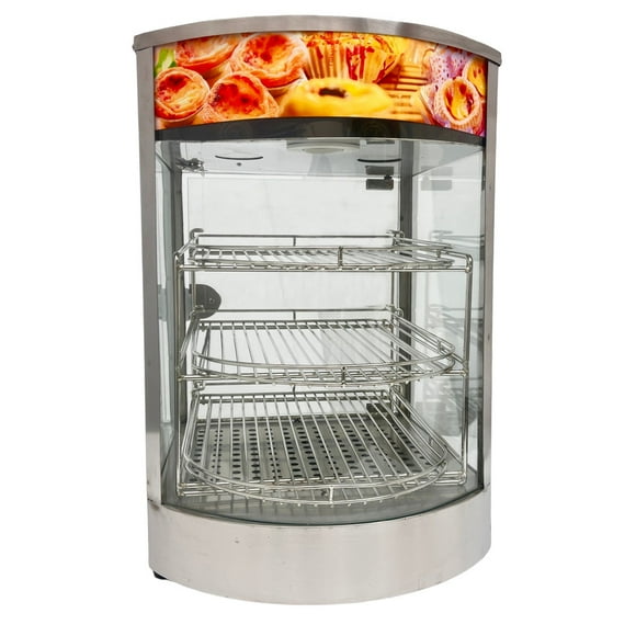 3-Tier Commercial Food Display Warmer Cabinet Countertop Pizza Pastry Warmer Display Case 86-230℉ 110V