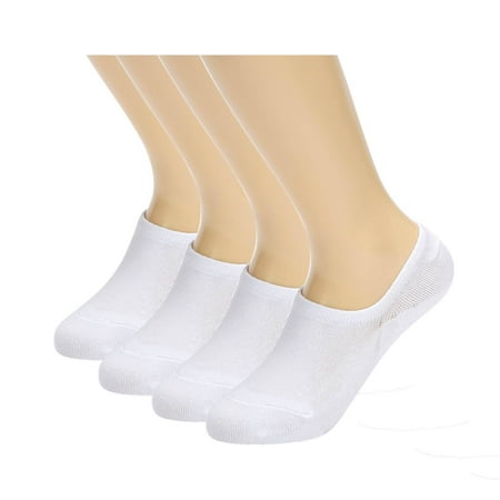 

DEVUGGO 4 Pairs No Show Socks Non Slip Flat Boat Line Low Cut Socks for Women Size L White