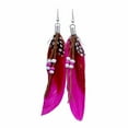 thumbnail image 2 of Kiplyki Bohemian Style Bead Tassel Feather Earrings Fashion Feather Chain Dangle Earring, 2 of 2