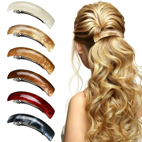 VANIDO 6 Pieces Hair Barrettes for Women, Large French Hair Clip Retro Hair Clasp, 6 Colors