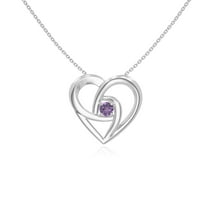 Natural Amethyst Floral Heart Pendant Necklaces for Women in Sterling Silver, February Birthstone Jewelry Gifts for Her Birthday, Wedding Anniversary, Graduation, Christmas, Mothers Day, Valentines