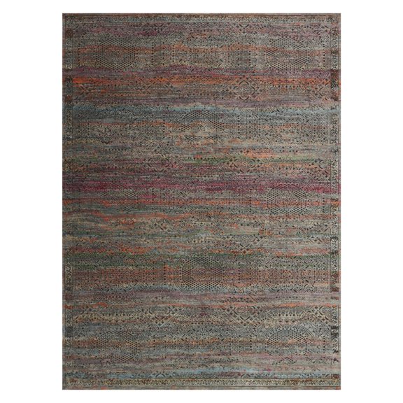 Loloi Javari 2'6" x 10' Contemporary Rug in Charcoal and Sunset