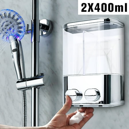 Wall Mount 400ml Double Liquid Soap Shampoo Dispenser Shower Lotion Wall Mount 400ml Double Liquid Soap Shampoo Dispenser Shower Lotion Bottle Home