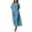 Light Blue, variant on Bxsruta Women's Wrap V Neck Midi Dress Button Front Short Sleeve Loose Fit Casual Faux Linen Summer Dress Breathable Lightweight Versatile Everyday Flattering