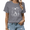 1-Gray, variant on Women's Grey Mystical Cat Wolf Graphic Short Sleeve T-Shirt Cotton Crewneck Top