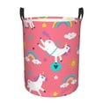 thumbnail image 1 of Balery Yoga Unicorn Cesta de ropa redonda con asas, impermeable, independiente, para ropa, juguetes, dormitorio y familia-Medium, 1 of 6