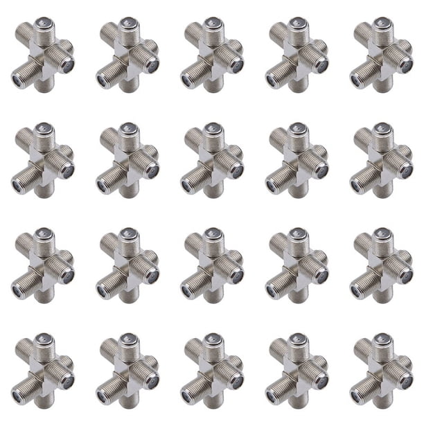 2X Paquete de 10 Combinaciones de Divisores de Cable Coaxial de Tipo F de 3 Vías Hembra A 3 Hembras para Video VCR Antena TV Cable Satélite, Plateado