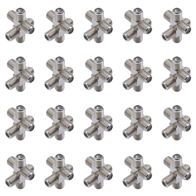 2X Paquete de 10 Combinaciones de Divisores de Cable Coaxial de Tipo F de 3 Vías Hembra A 3 Hembras para Video VCR Antena TV Cable Satélite, Plateado