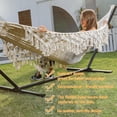 thumbnail image 4 of Handwoven Hammock by Thick Cotton Rope XXL Two Person Hammock for Outside, Patio Backyard Garden 550LB Capacity, 4 of 12