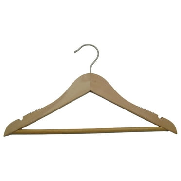 NAHANCO Wooden Suit Hanger with Bar, 14" - Low Gloss Natural, 100/CTN
