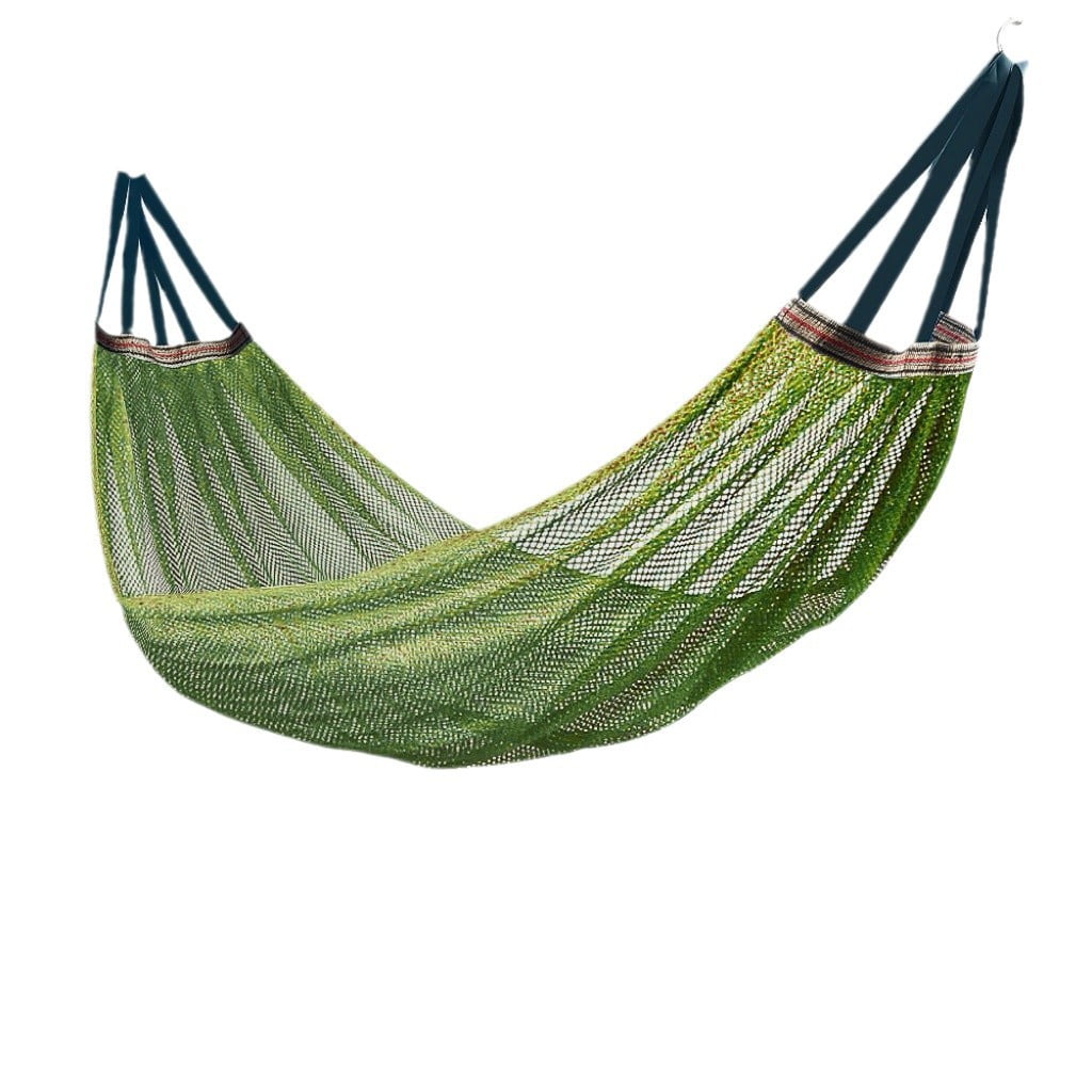 Summer Outdoor Silk Mesh Hammock Swing Bent Stick Anti-Tip Hammock Chair for Camping Travel Garden Yard