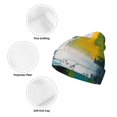 thumbnail image 3 of Picia Abstract Brushstrokes Green Blue Pattern Knitted Beanie Hat for Men and Women , Unisex Winter Warm Stretchy Knit Cap Thick Fisherman Beanies Cuffed Plain Skull Caps, 3 of 6