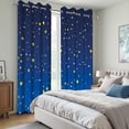 thumbnail image 3 of Aofoto Navy Blue Blackout Curtains for Kids Bedroom Layer Star Cutout Ombre Grommet Curtains,2 Panels, 52x84 inches, 3 of 5