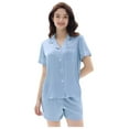 thumbnail image 4 of Cooling Pajamas Shorts Set Lightweight Button Down Women Summer Ultra Soft Stretchy Silk Sleepwear, 4 of 7