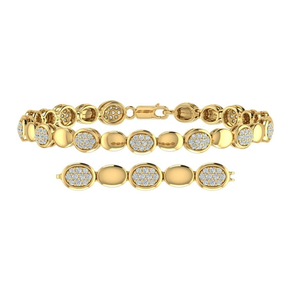 1 Carat Diamond Link Bracelet in 18K Yellow Gold over Sterling Silver (7.5 Inch)