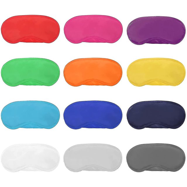 12 Pieces Multicolor Eye Mask Cover Lightweight Blindfold Sleep Mask With Nose Pad And Elastic Straps For Kids Women Men, 12 Colors