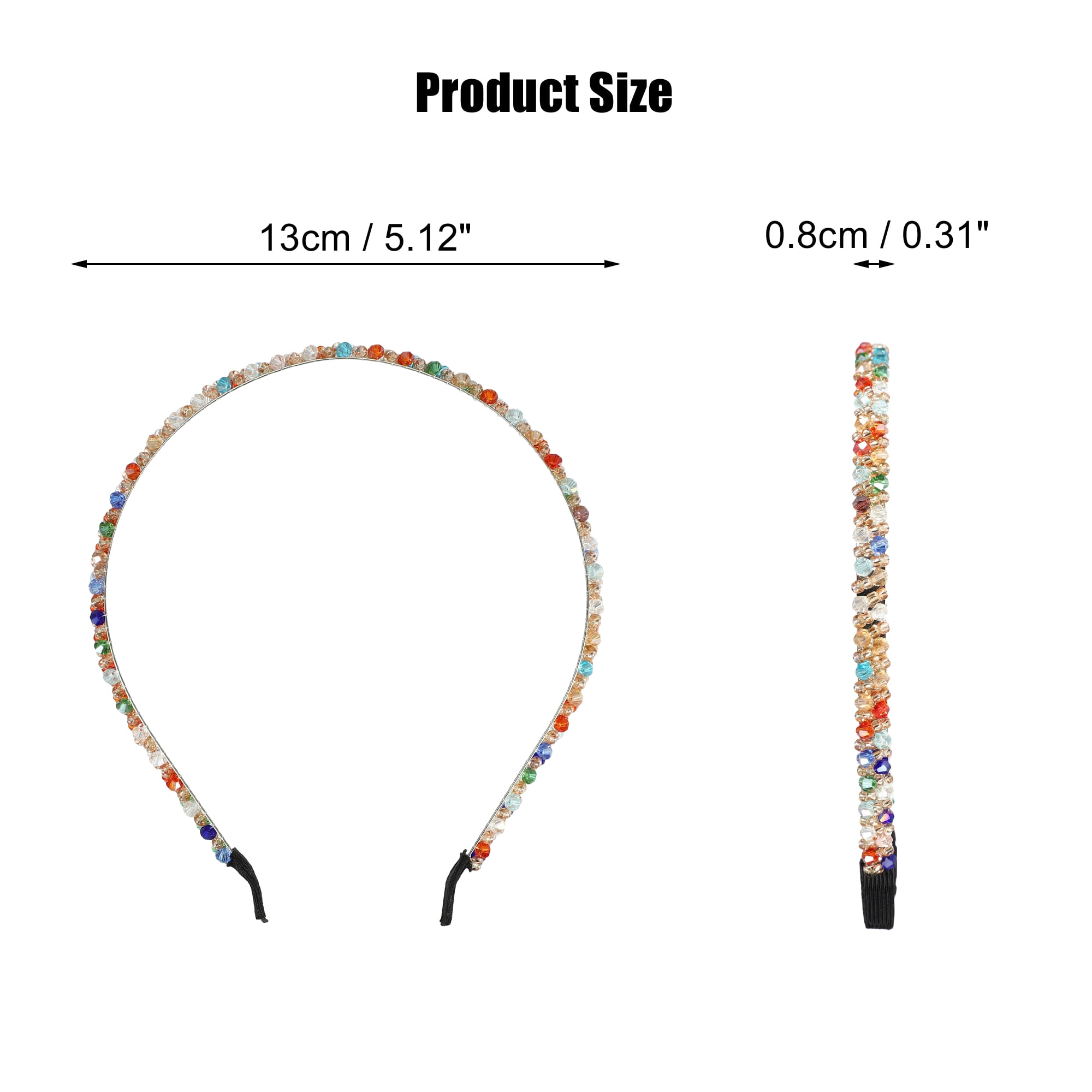 Unique Bargains 2 Rows Rhinestone Headband Hairband for Women Multicolor 0.31 Inch Wide