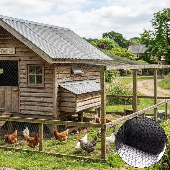25x100 FT Bird Netting for Chicken Coop, 1 Inch Heavy Duty Woven Chicken Run Netting Roof Cover Against Hawks & Predators, Anti Bird Net for Garden Plants, Vegetables, Fruit Trees Protection