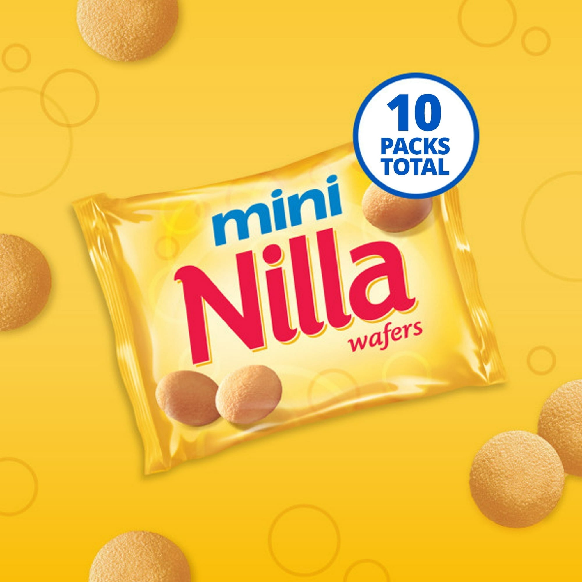 NILLA Wafers Mini Cookies, Vanilla Wafers, 10 Snack Packs, Pack of 4 (40 pcs in total)