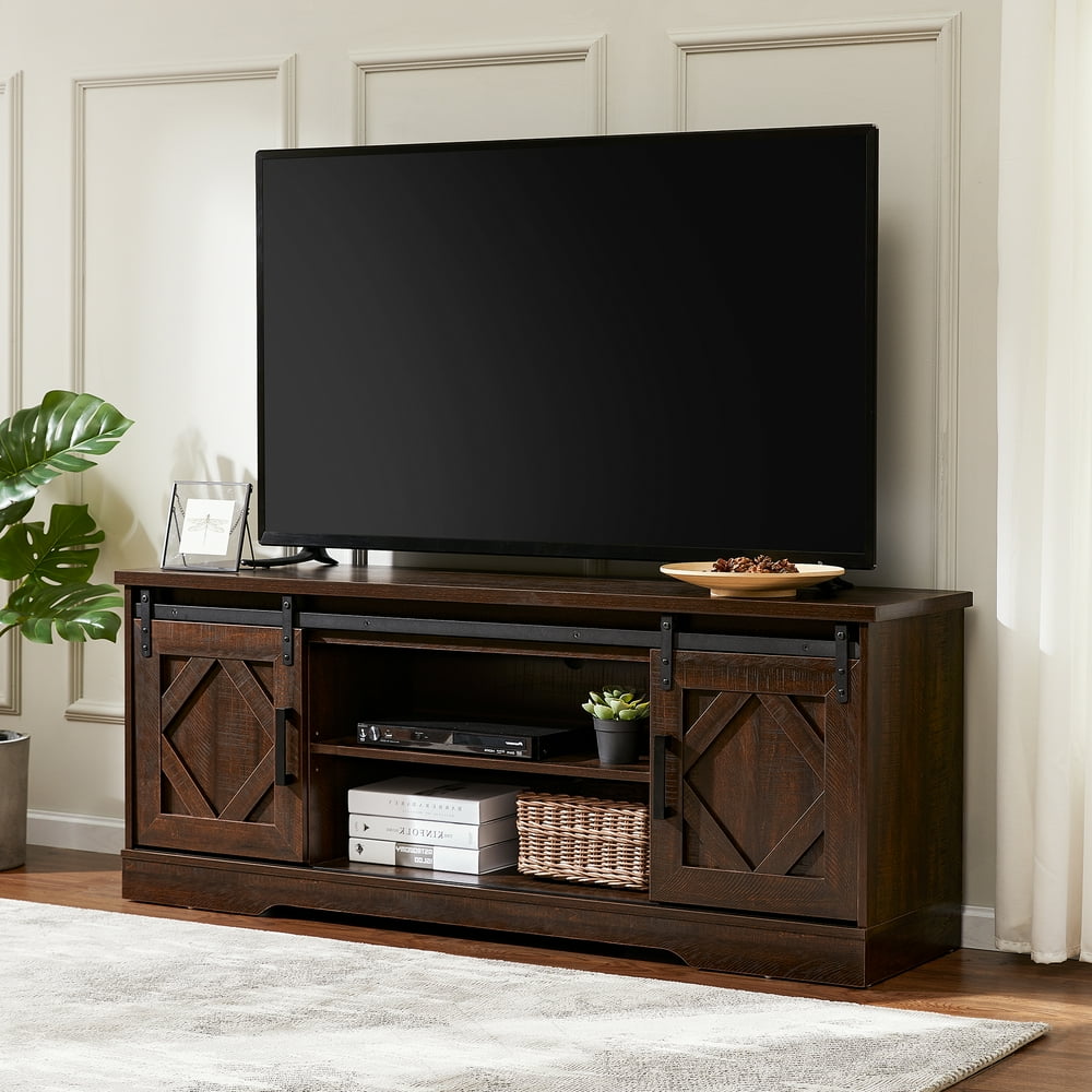 WAMPAT Sliding Barn Door TV Stand for 70 Inch Flat Screen, Media