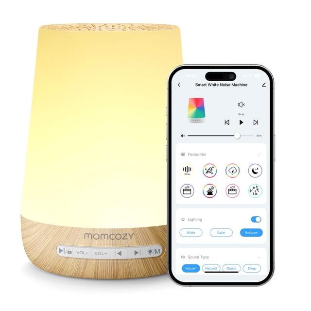 Máquina de sonido Momcozy Baby White Noise con luz nocturna 34 sonidos