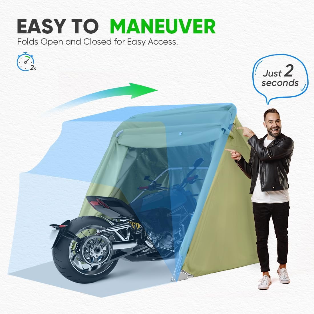 Quictent Stainless Steel Motorcycle Shelter with 2 Roll Up Side