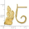 thumbnail image 3 of 14K Yellow Gold Luxury, Captivating, Sleek 23.5 Mm 9.2 Brushed And Textured Curled Leaf Post Earrings, 3 of 3