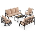 thumbnail image 2 of STARY Outdoor Patio Furniture Set, 5 Piece Patio Furniture Set, 2 x Swivel Chair, 1 x 3-Seats Sofa, 1 x 2-Seats Sofa, and 1 x Coffee Table, Metal Conversation Set for Porch, Balcony, and Backyard, 2 of 10